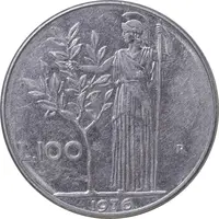 سکه 100 لیره 1976 جمهوری - AU50 - ایتالیا