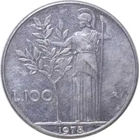 سکه 100 لیره 1978 جمهوری - AU55 - ایتالیا
