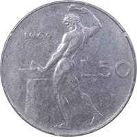 سکه 50 لیره 1969 جمهوری - EF45 - ایتالیا