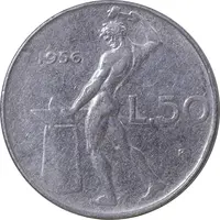 سکه 50 لیره 1956 جمهوری - EF45 - ایتالیا