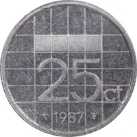 سکه 25 سنت 1987 بئاتریکس - AU55 - هلند