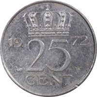 سکه 25 سنت 1972 یولیانا - AU50 - هلند
