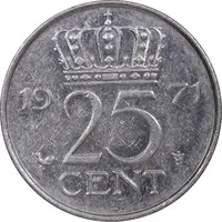 سکه 25 سنت 1971 یولیانا - AU55 - هلند