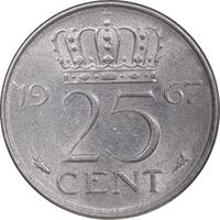 سکه 25 سنت 1967 یولیانا - MS61 - هلند