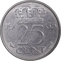 سکه 25 سنت 1963 یولیانا - AU55 - هلند