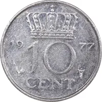 سکه 10 سنت 1977 یولیانا - AU50 - هلند