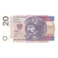 اسکناس 20 زلوتی 2016 جمهوری سوم - تک - UNC62 - لهستان