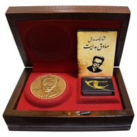 مدال یادبود صادق هدایت 1391 - با جعبه فابریک - طلایی - UNC - جمهوری اسلامی