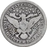 سکه کوارتر دلار 1896 باربر - VF25 - آمریکا