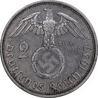سکه 2 رایش مارک 1939A رایش سوم - AU50 - آلمان