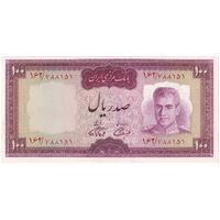 اسکناس 100 ریال (آموزگار - فرمان فرماییان) نوشته قرمز - ارور کادر - تک - UNC63 - محمد رضا شاه