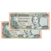 اسکناس 50 سنت 2001 الیزابت دوم - جفت - UNC63 - باهاما