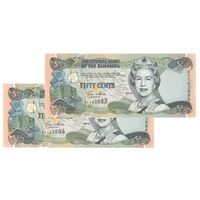 اسکناس 50 سنت 2001 الیزابت دوم - جفت - UNC64 - باهاما