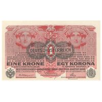 اسکناس 1 کرون 1916 (1919) جمهوری آلمان-اتریش - تک - UNC61 - اتریش
