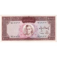 اسکناس 1000 ریال (آموزگار - سمیعی) نوشته قرمز - تک - AU53 - محمد رضا شاه