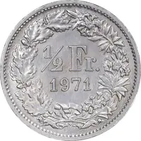 سکه 1/2 فرانک 1971 دولت فدرال - AU58 - سوئیس