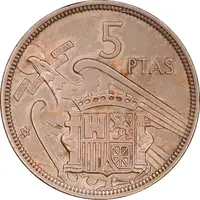 سکه 5 پزتا (74)1957 فرانسیسکو فرانکو - AU50 - اسپانیا