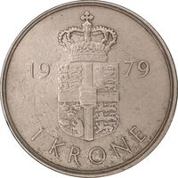 سکه 1 کرون 1979 مارگرته دوم - EF45 - دانمارک