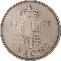 سکه 1 کرون 1979 مارگرته دوم - EF45 - دانمارک