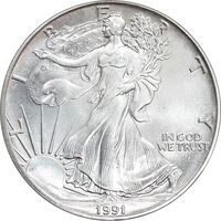 مدال یادبود 1 دلار 1991 عقاب - MS64 - آمریکا