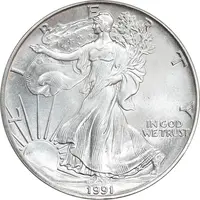 مدال یادبود 1 دلار 1991 عقاب - MS64 - آمریکا