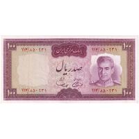 اسکناس 100 ریال (آموزگار - سمیعی) نوشته قرمز - تک - EF45 - محمد رضا شاه