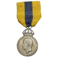 مدال نقره افتخار انجمن ستاره سرخ 1965 - گوستاف ششم - با روبان - AU - سوئد