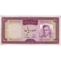 اسکناس 100 ریال (آموزگار - سمیعی) نوشته قرمز - تک - EF40 - محمد رضا شاه