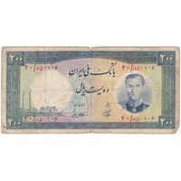 اسکناس 200 ریال 1337 - تک - F - محمد رضا شاه