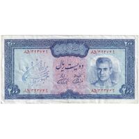 اسکناس 200 ریال (آموزگار - فرمان فرماییان) نوشته سیاه - تک - EF40 - محمد رضا شاه