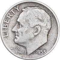 سکه 1 دایم 1953D روزولت - EF40 - آمریکا