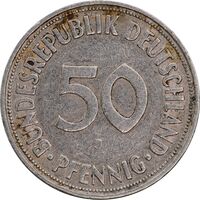 سکه 50 فینیگ 1950J جمهوری فدرال - AU50 - آلمان