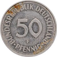 سکه 50 فینیگ 1983F جمهوری فدرال - AU50 - آلمان