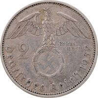 سکه 2 رایش مارک 1937A رایش سوم - EF45 - آلمان