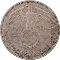 سکه 2 رایش مارک 1937D رایش سوم - EF45 - آلمان