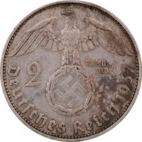 سکه 2 رایش مارک 1937E رایش سوم - EF45 - آلمان