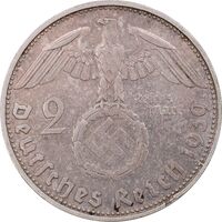 سکه 2 رایش مارک 1939D رایش سوم - EF45 - آلمان