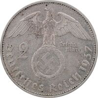 سکه 2 رایش مارک 1937G رایش سوم - AU50 - آلمان