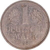 سکه 1 مارک 1981F جمهوری فدرال - AU50 - آلمان