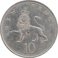 سکه 10 نیو پنس 1969 الیزابت دوم - AU55 - انگلستان