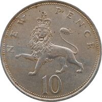 سکه 10 نیو پنس 1973 الیزابت دوم - AU55 - انگلستان