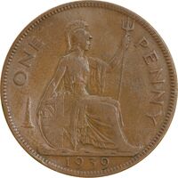 سکه 1 پنی 1939 جرج ششم - EF40 - انگلستان