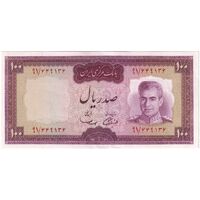 اسکناس 100 ریال (آموزگار - سمیعی) نوشته قرمز - تک - AU55 - محمد رضا شاه