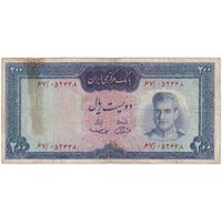 اسکناس 200 ریال (آموزگار - سمیعی) نوشته قرمز - تک - VF35 - محمد رضا شاه