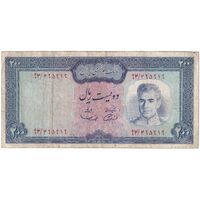 اسکناس 200 ریال (آموزگار - سمیعی) نوشته سیاه - تک - VF30 - محمد رضا شاه