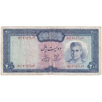 اسکناس 200 ریال (آموزگار - فرمان فرماییان) نوشته سیاه - تک - VF30 - محمد رضا شاه