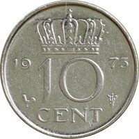 سکه 10 سنت 1973 یولیانا - AU58 - هلند