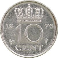سکه 10 سنت 1976 یولیانا - AU50 - هلند