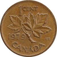 سکه 1 سنت 1979 الیزابت دوم - AU55 - کانادا