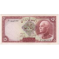 اسکناس 5 ریال پشت فارسی (مهر 1321) - تک - UNC63 - رضا شاه